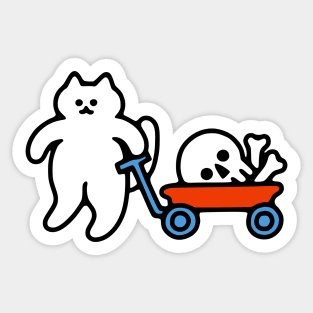 Cat and Skull Wagon Sticker